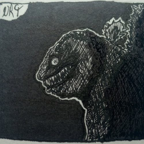 Ink Illustration: Godzilla